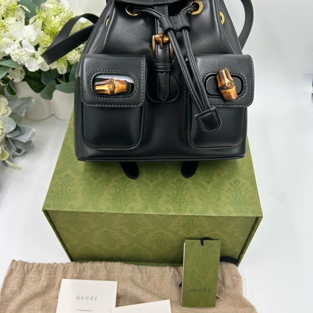 Gucci leather bamboo backpack made in Italy NWT - Picture 3 of 15